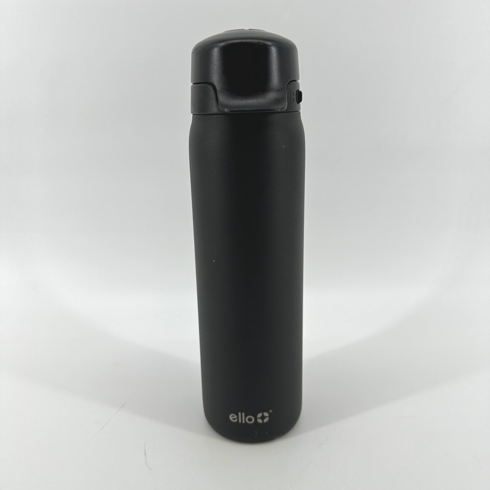 Ello Flip & Fill 22 oz Stainless Steel Water Bottle Matte Black Travel Insulated